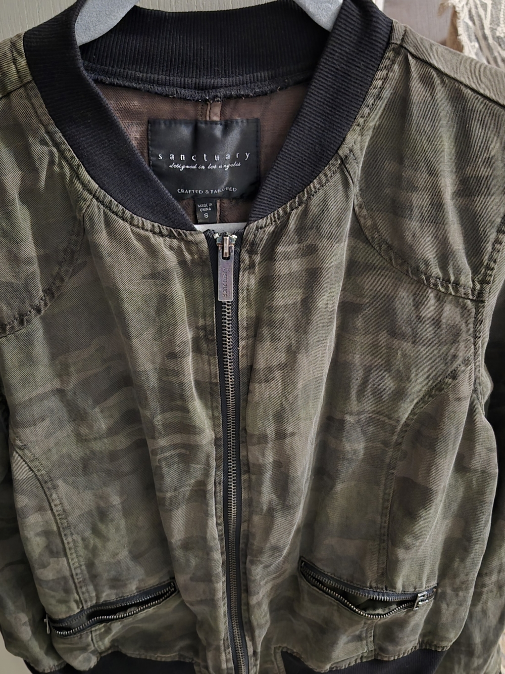 Sanctuary Olive Camouflage Bomber Jacket - Men